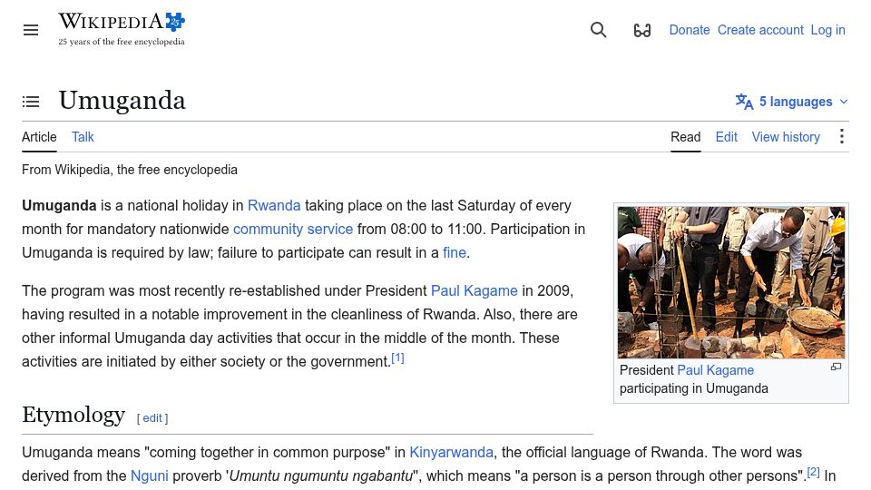 Screenshot of en.wikipedia.org: Umuganda