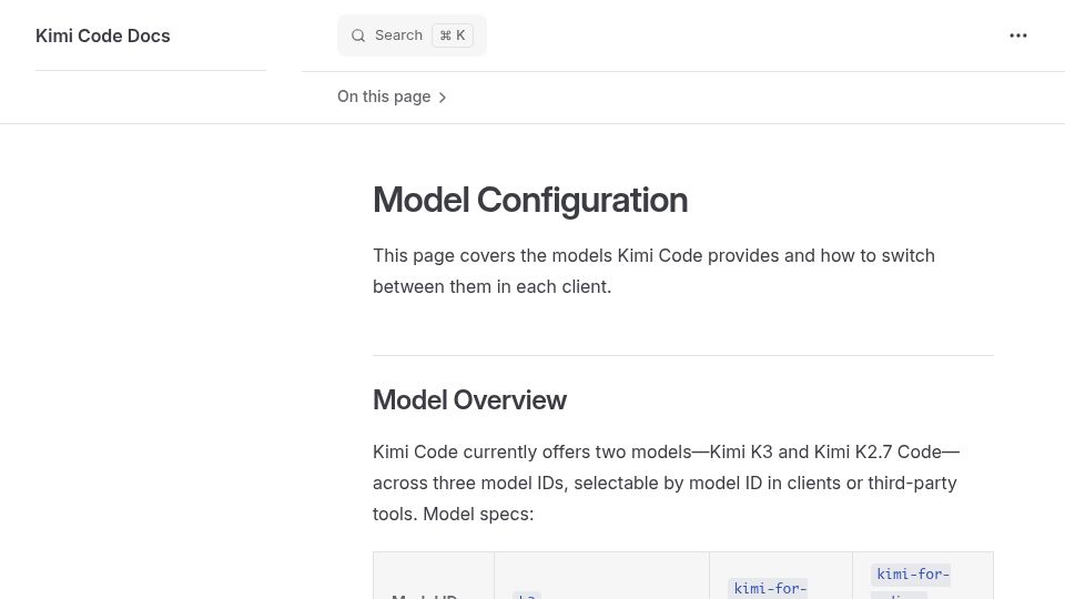 Screenshot of kimi.com: Kimi K3 Is Live