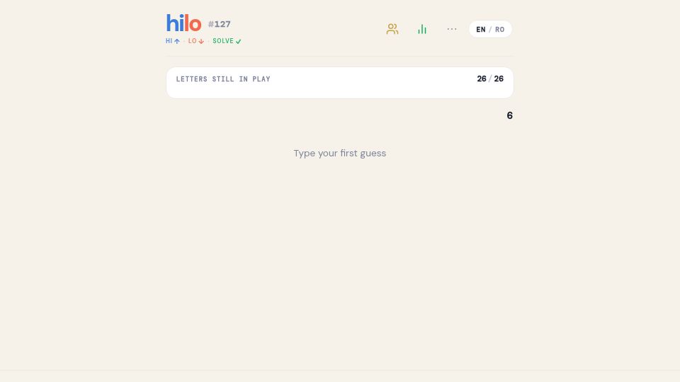 Screenshot of hilogame.cc: Show HN: I've built a words game based on binary search