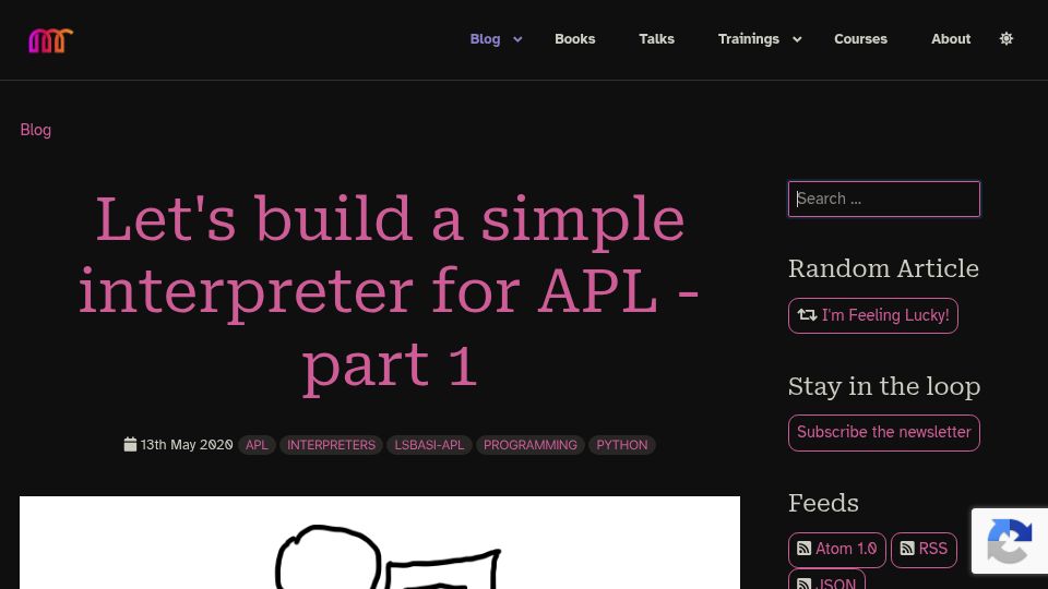 Screenshot of mathspp.com: Let's build a simple interpreter for APL – part 1