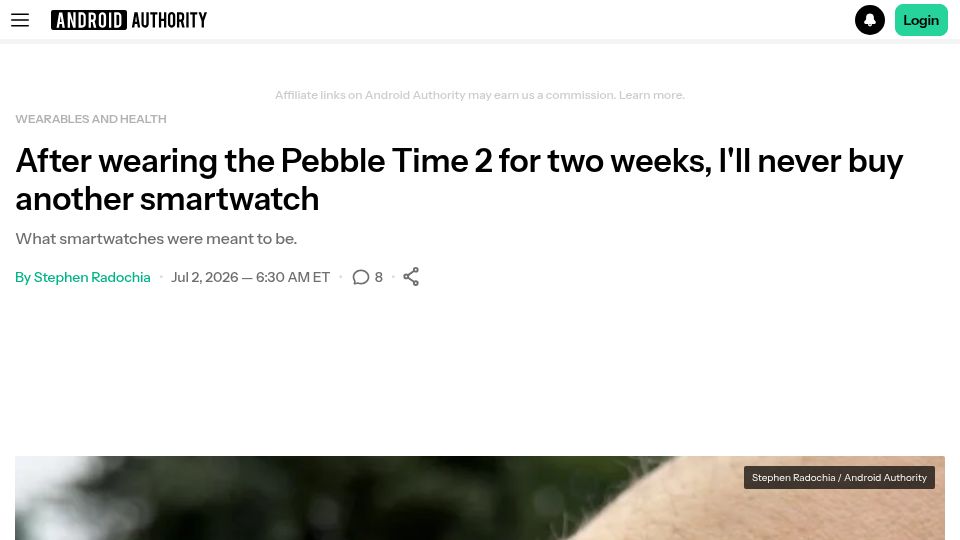 Screenshot of androidauthority.com: After wearing the Pebble Time 2 for two weeks, I'll never buy another smartwatch