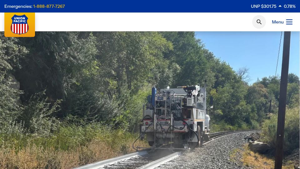 Screenshot of up.com: Painting the sides of railroad rails white to reduce derailment