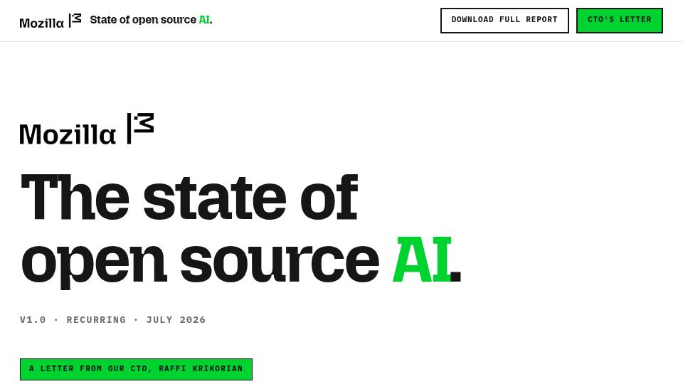 Screenshot of stateofopensource.ai: The state of open source AI