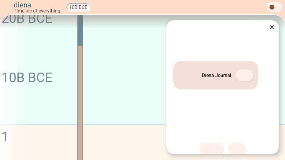 Screenshot of app.everything.diena.co: Show HN: A zoomable timeline of 4M Wikipedia events