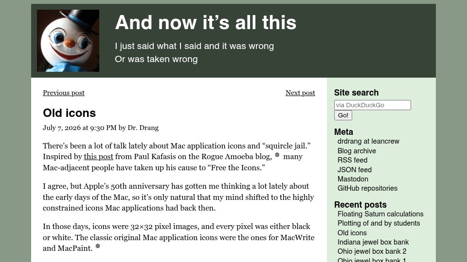 Screenshot of leancrew.com: Old Icons