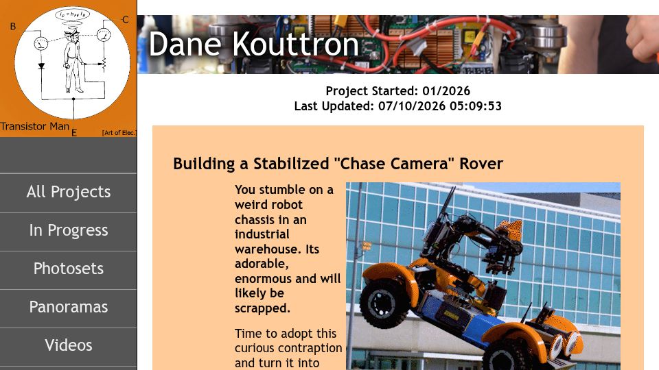 Screenshot of transistor-man.com: Camera Chase Vehicle