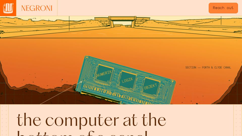 Screenshot of negroniventurestudios.com: The Computer at the Bottom of a Canal