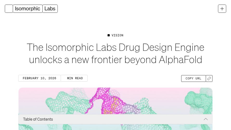 Screenshot of isomorphiclabs.com: The Isomorphic Labs Drug Design Engine unlocks a new frontier beyond AlphaFold