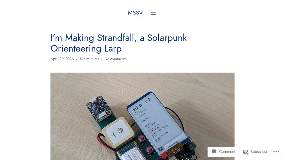 Screenshot of mssv.net: I'm Making Strandfall, a Solarpunk Orienteering Larp