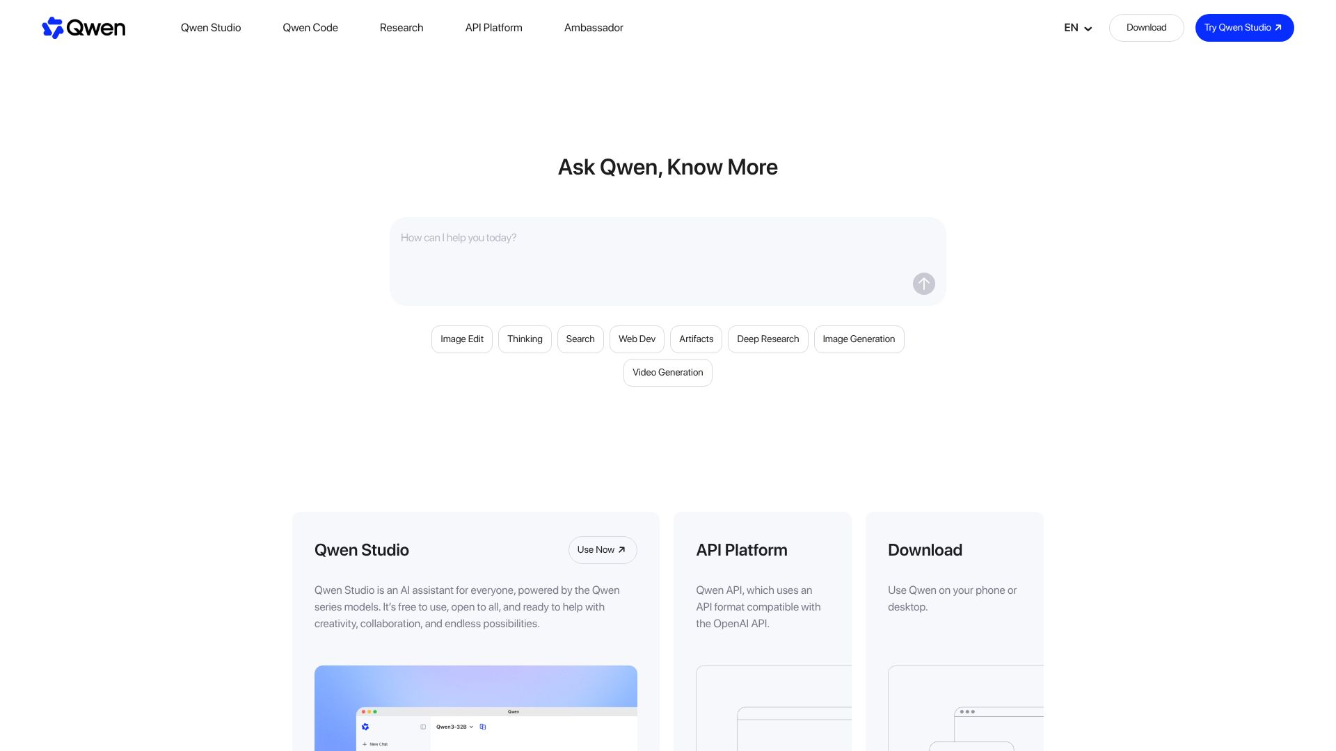 Screenshot of qwen.ai: Qwen 3.8 Max