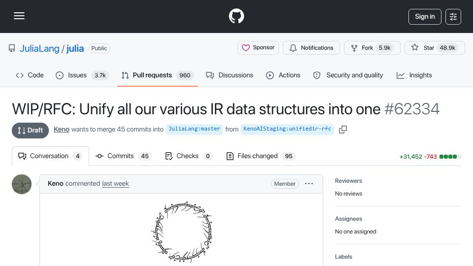 Screenshot of github.com: UnifiedIR for Julia