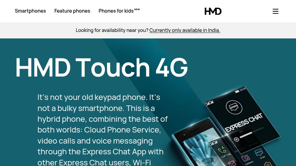 Screenshot of hmd.com: HMD Touch 4G