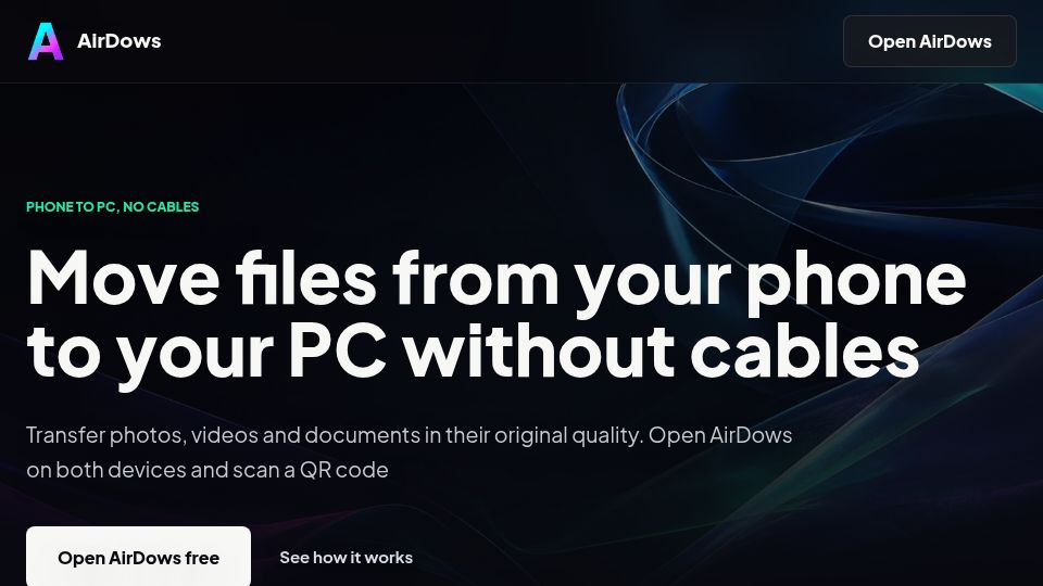 Screenshot of airdows.com: I built a browser-based P2P file transfer tool using WebRTC