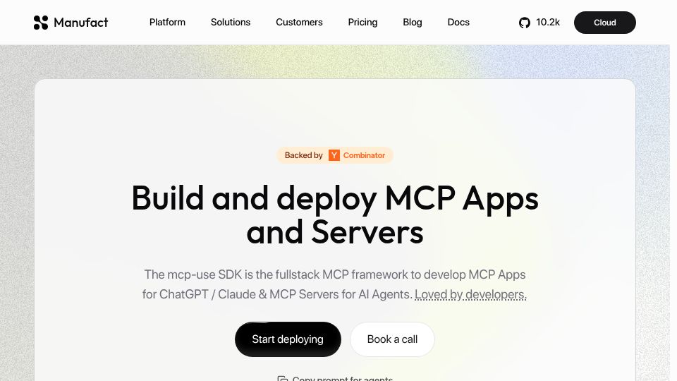 Screenshot of manufact.com: Launch HN: Manufact (YC S25) – MCP Cloud