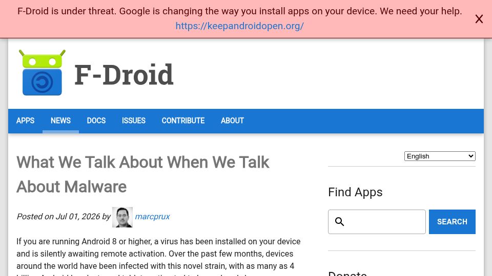 Screenshot of f-droid.org: Android Developer Verification: Threat masquerading as protection