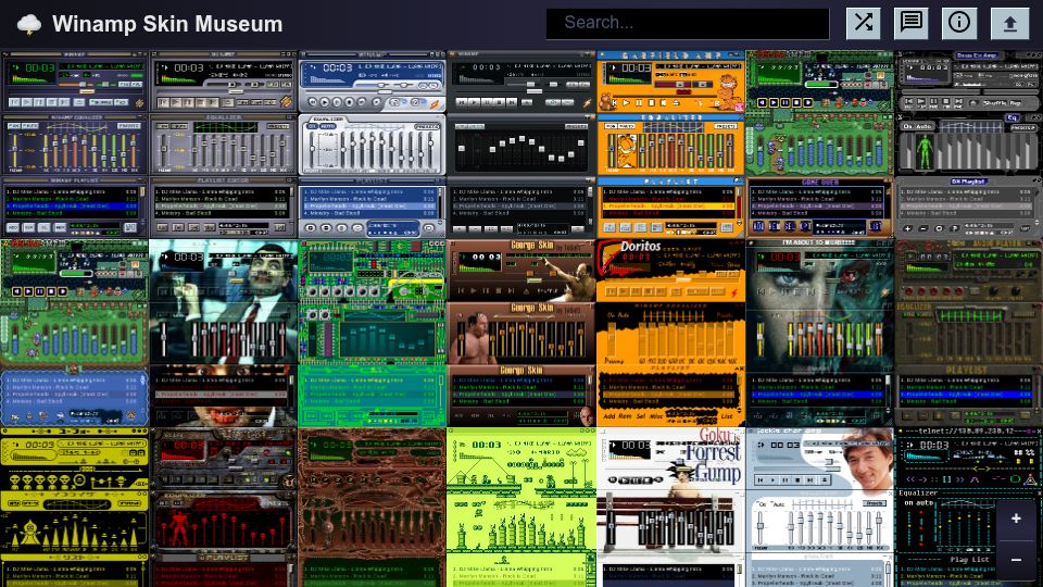 Screenshot of skins.webamp.org: Winamp Skin Museum