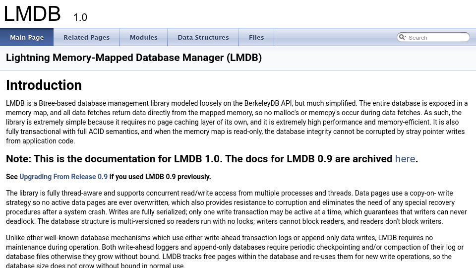 Screenshot of lmdb.tech: Lightning Memory-Mapped Database Manager (LMDB) 1.0