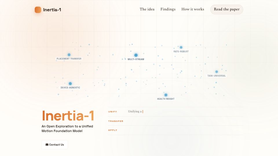 Screenshot of yang-ai-lab.github.io: Inertia-1: An Open Exploration to a Unified Motion Foundation Model