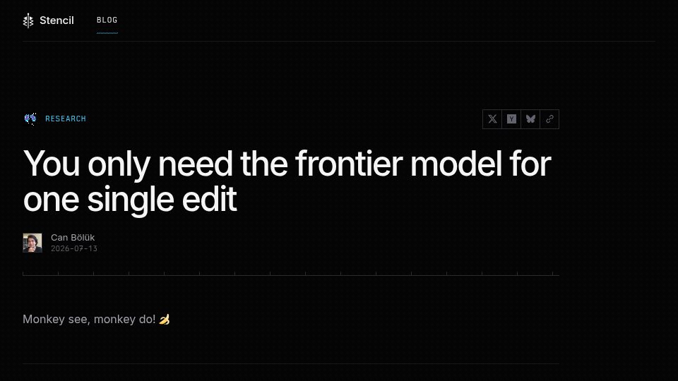 Screenshot of stencil.so: You only need the frontier model for one single edit