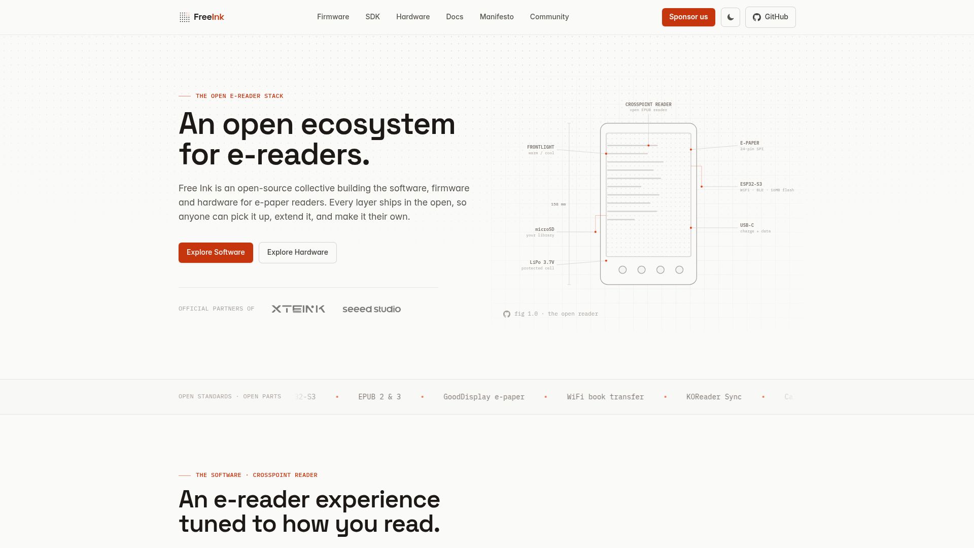 Screenshot of freeink.org: FreeInk: Open ecosystem for e-readers