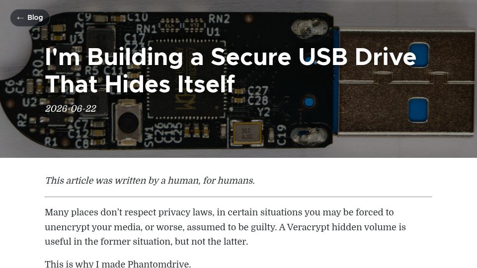 Screenshot of rootkitlabs.com: My USB Drive Has a Hidden Encrypted Vault