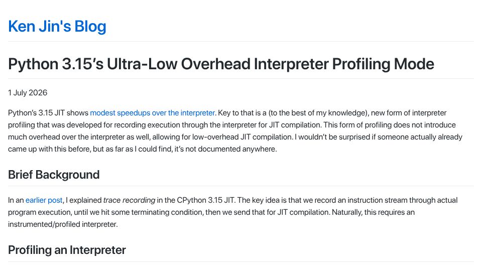 Screenshot of fidget-spinner.github.io: Python 3.15’s Ultra-Low Overhead Interpreter Profiling Mode