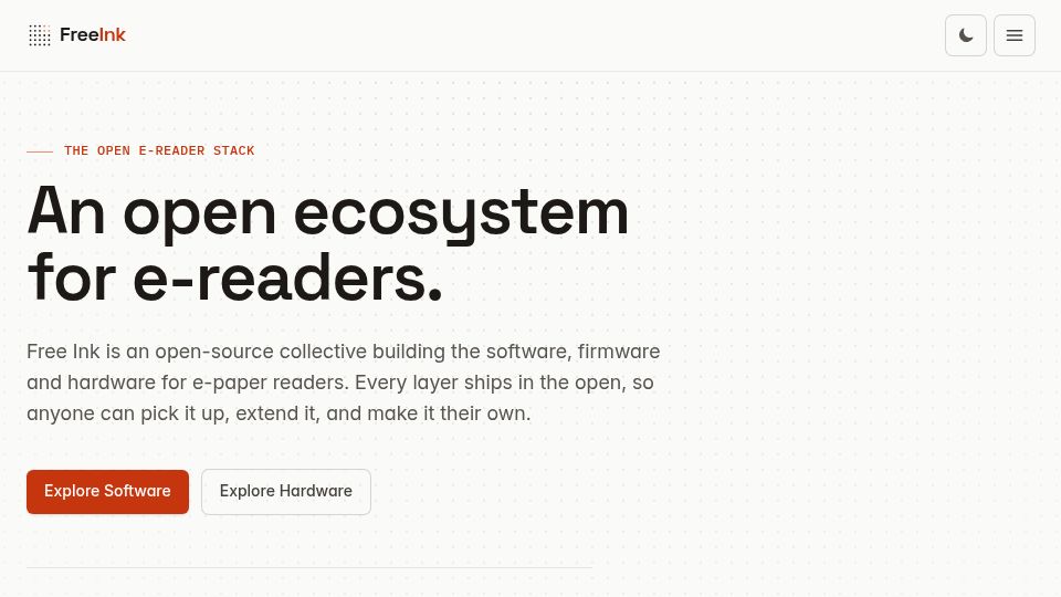 Screenshot of freeink.org: FreeInk: Open ecosystem for e-readers