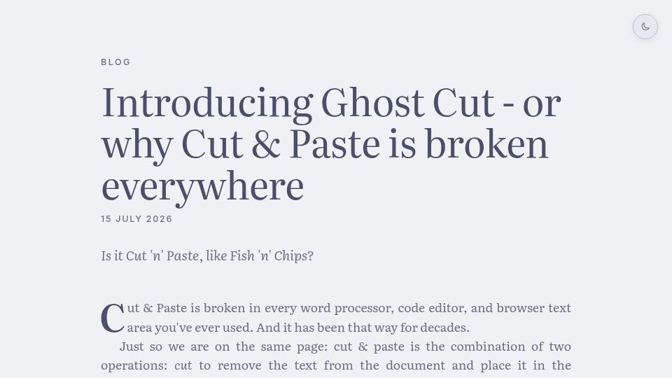 Screenshot of ishmael.textualize.io: Ghost Cut – Or why Cut and Paste is broken everywhere
