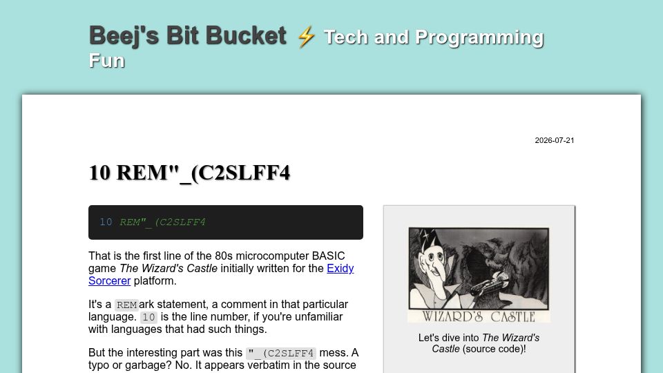 Screenshot of beej.us: 10 REM"_(C2SLFF4