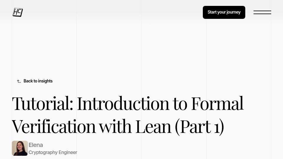 Screenshot of hashcloak.com: Introduction to Formal Verification with Lean Part 1