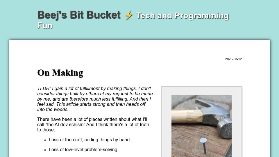 Screenshot of beej.us: Making