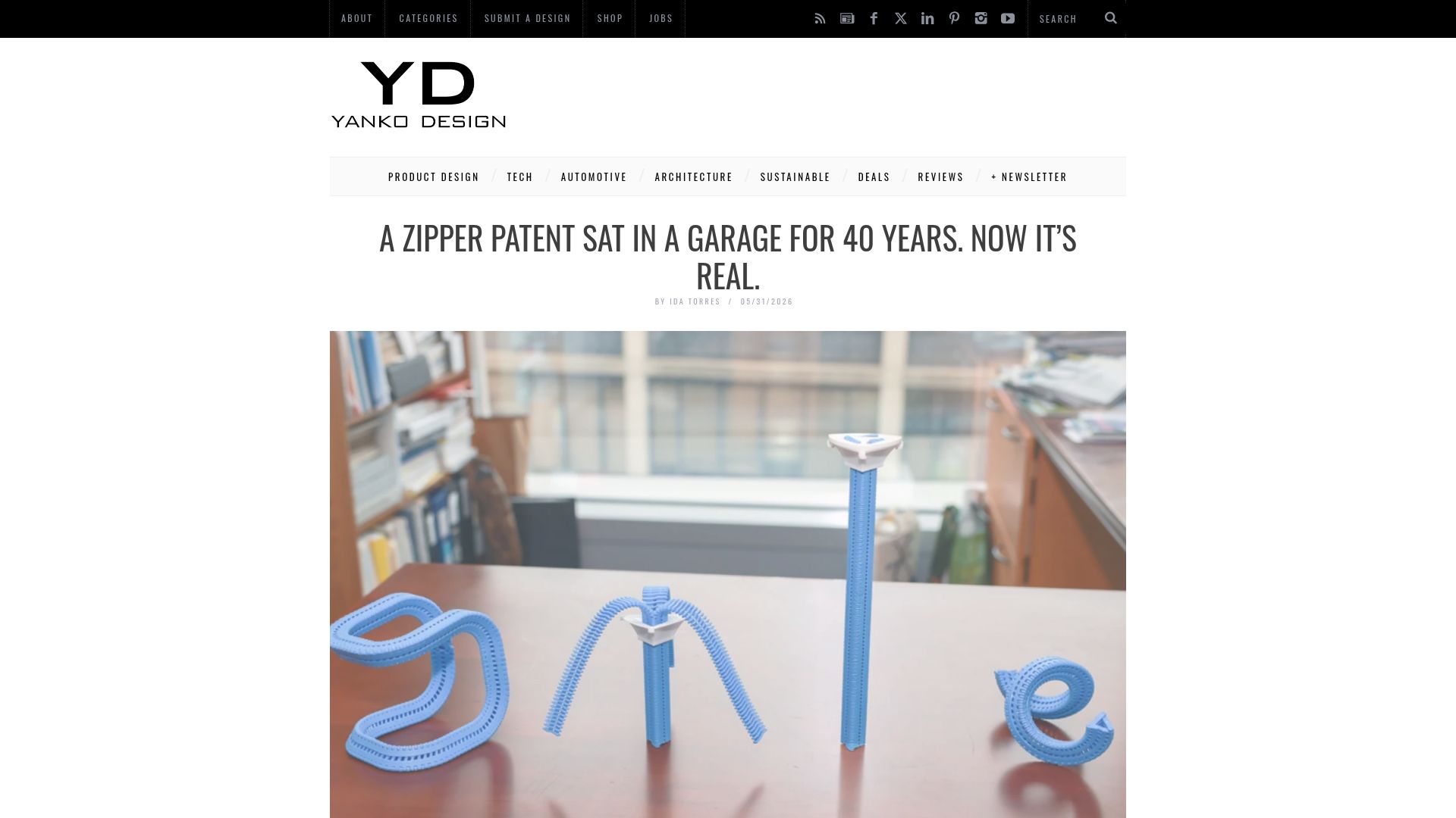 Screenshot of news.mit.edu: An old patent inspired the new "Y-zipper", a three-sided fastener