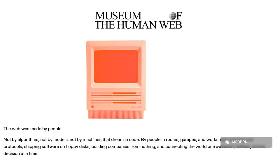 Screenshot of museum.parallel.ai: Museum of the Human Web