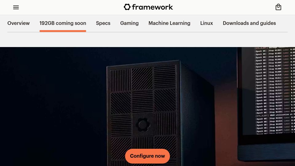 Screenshot of frame.work: New Framework Desktop Option with AMD Ryzen AI Max+ Pro 495 and 192GB Memory