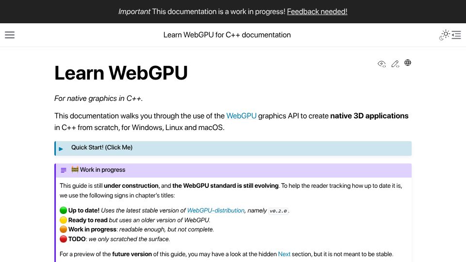 Screenshot of eliemichel.github.io: Learn WebGPU for C++