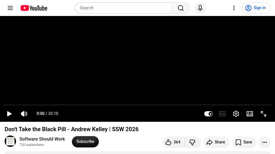 Screenshot of youtube.com: Don't Take the Black Pill [video]