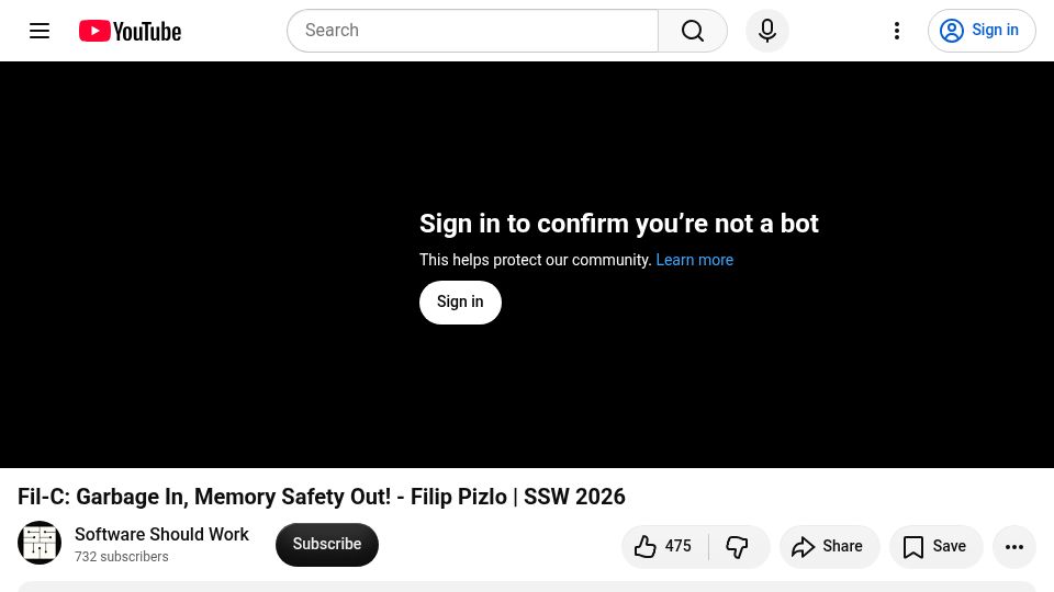 Screenshot of youtube.com: Fil-C: Garbage In, Memory Safety Out [video]