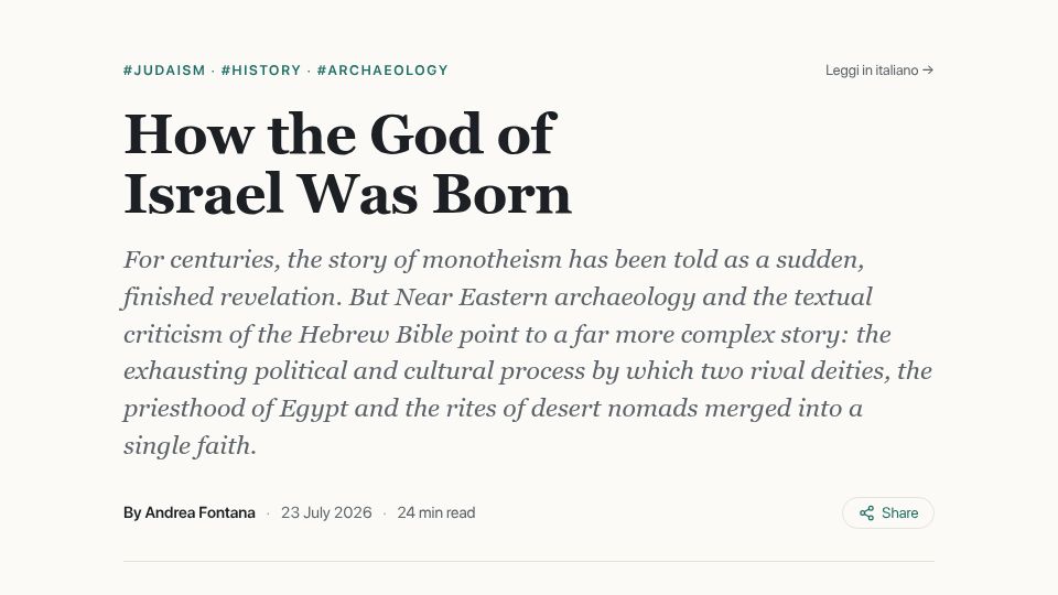 Screenshot of andreafontana.it: How the God of Israel Was Born