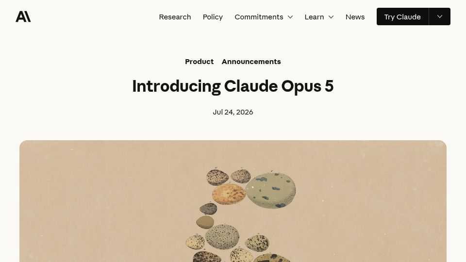 Screenshot of anthropic.com: Claude Opus 5