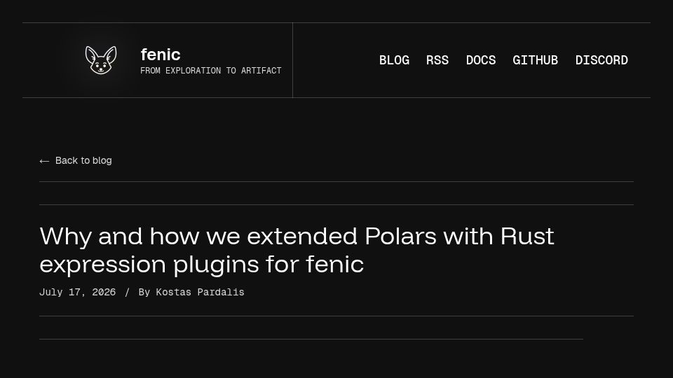 Screenshot of fenic.ai: Extending Polars with Rust Expression Plugins