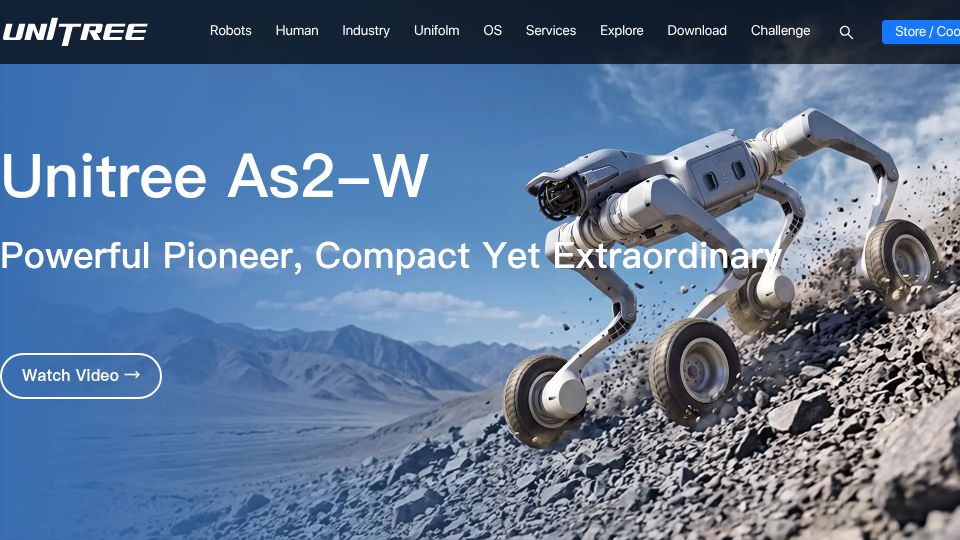Screenshot of unitree.com: Unitree As2-W