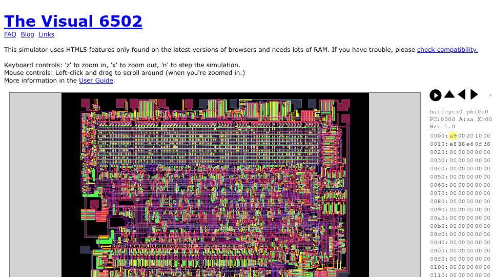 Screenshot of visual6502.org: The Visual 6502