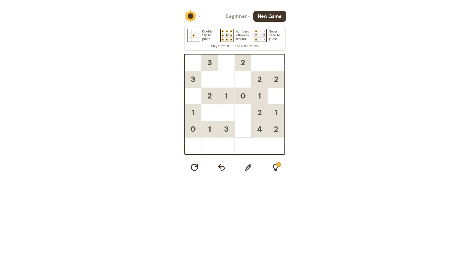 Screenshot of sunflowersgame.com: Show HN: Reverse Minesweeper