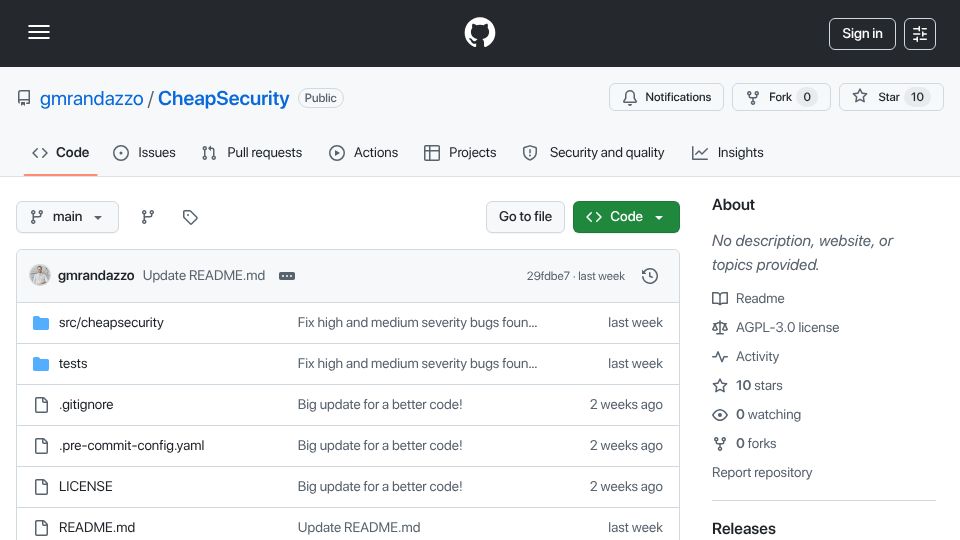 Screenshot of github.com: Show HN: CheapSecurity – Lightweight, Self-Hosted CCTV for Linux SBCs