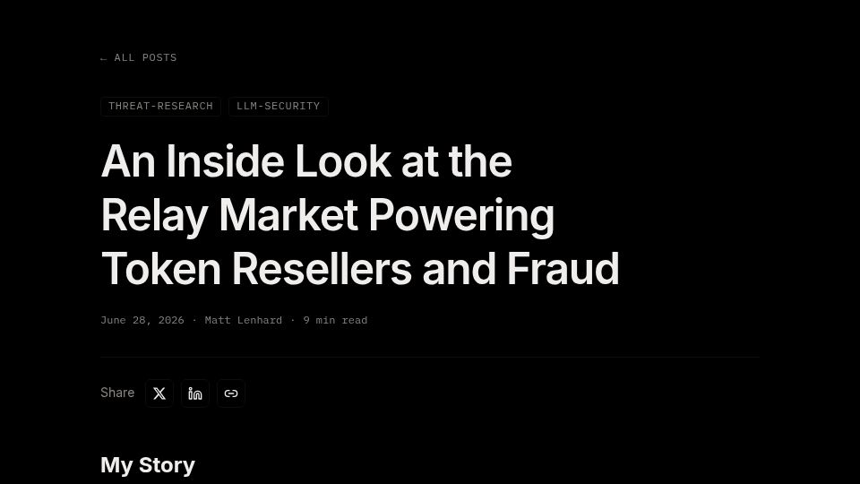 Screenshot of vectoral.com: The relay market powering token resellers and fraud
