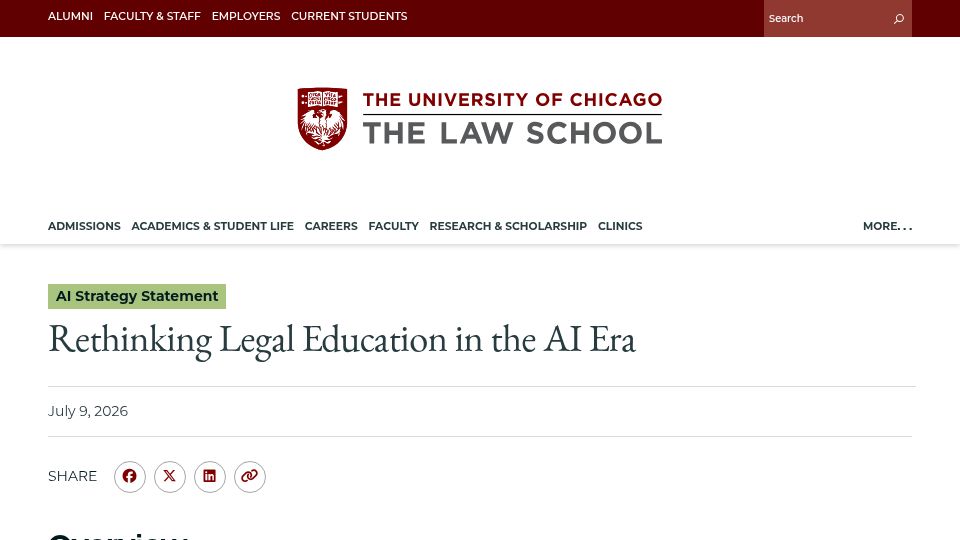 Screenshot of law.uchicago.edu: Rethinking legal education in the AI era
