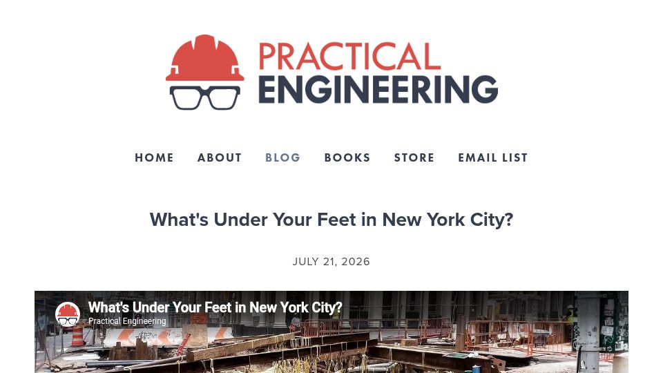 Screenshot of practical.engineering: What's Under Your Feet in New York City?