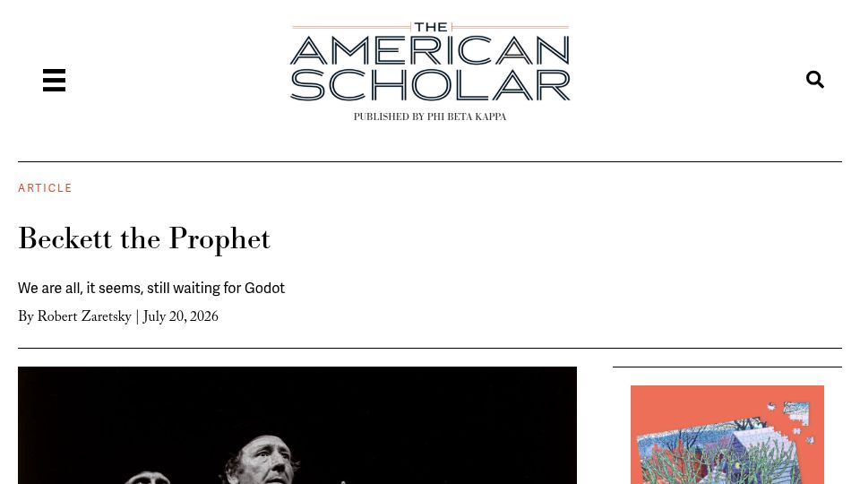 Screenshot of theamericanscholar.org: Beckett the Prophet
