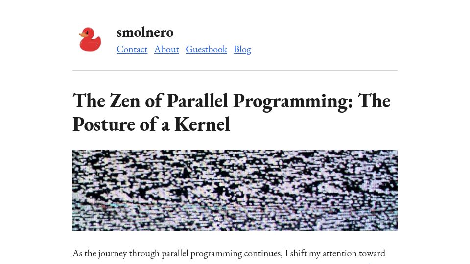 Screenshot of smolnero.com: The Zen of Parallel Programming: The Posture of a Kernel