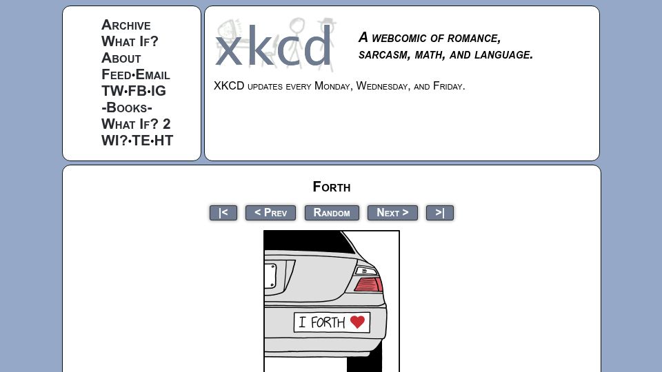 Screenshot of xkcd.com: Forth